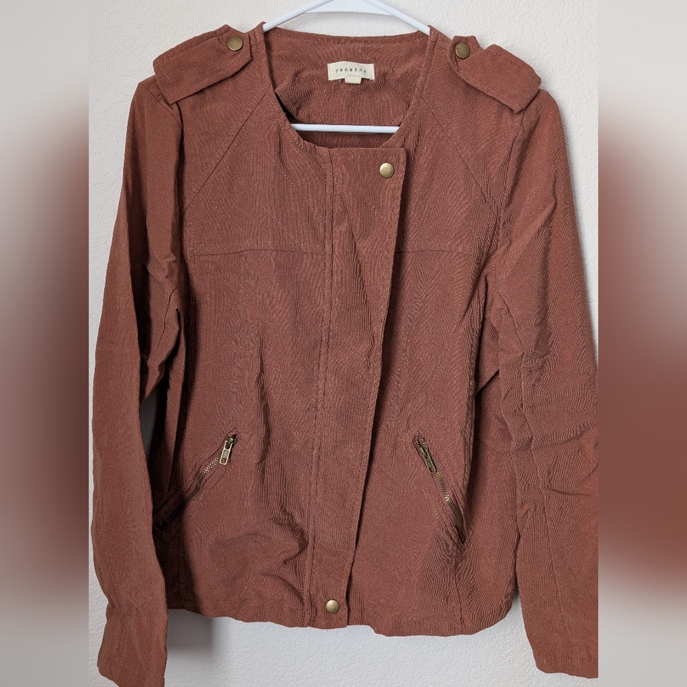 Promesa Mauve Lightweight Corduroy Moto Jacket
